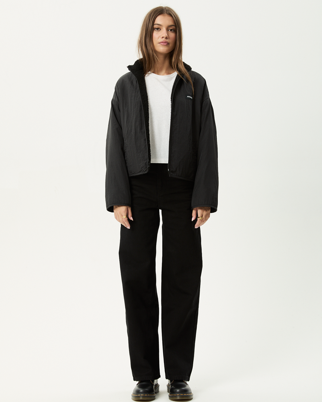 Berlin - Reversible Polar Fleece Jacket - Black - Afends