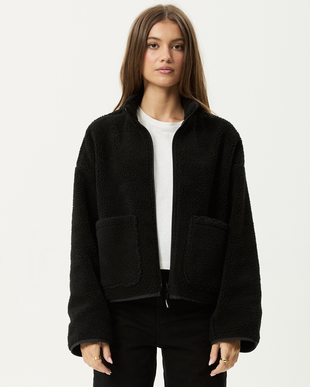 Berlin - Reversible Polar Fleece Jacket - Black - Afends