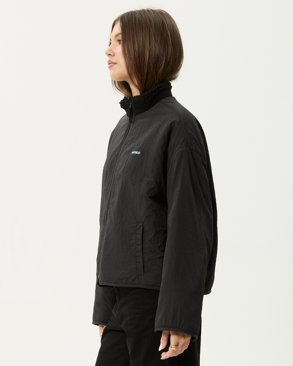 Berlin - Reversible Polar Fleece Jacket - Black - Afends