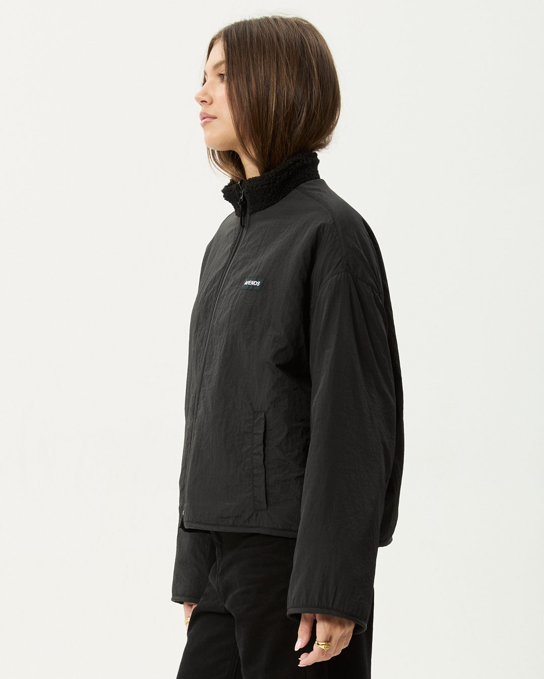 Berlin - Reversible Polar Fleece Jacket - Black - Afends