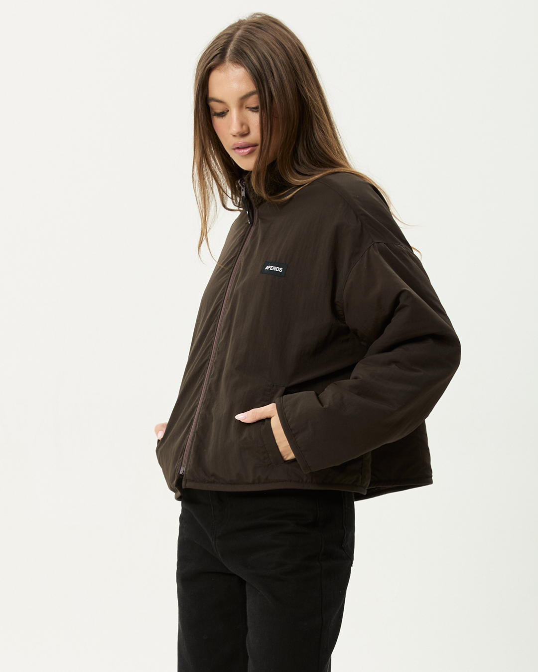 Berlin - Reversible  Polar Fleece Jacket - Coffee - Afends