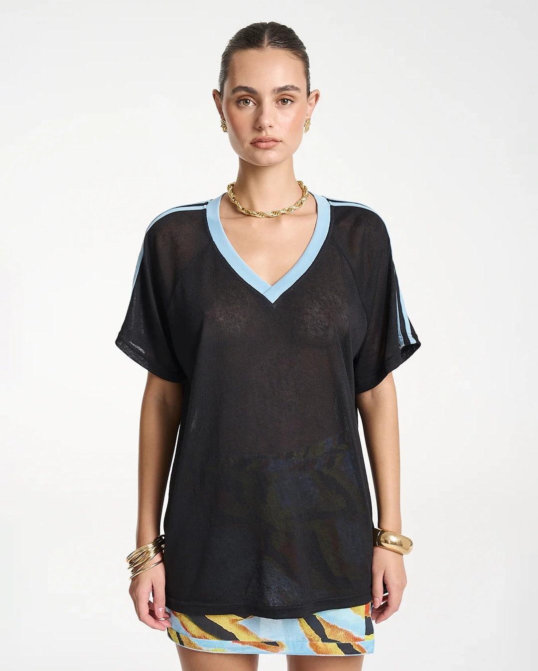 V-Neck Jersey - Black/Blue by Summi Summi