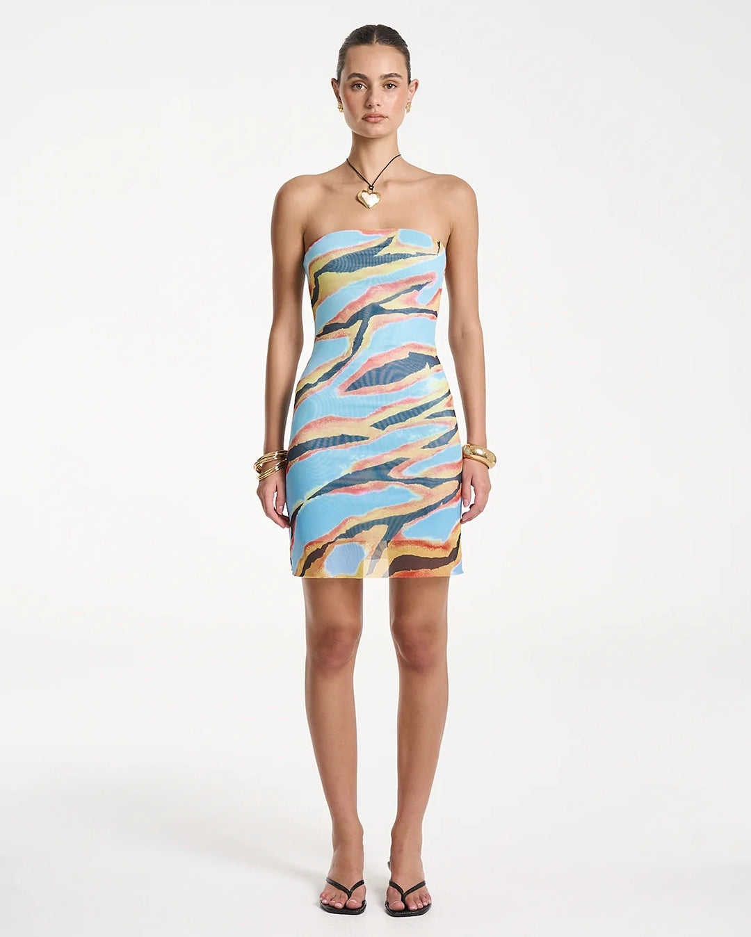 Strapless Mesh Mini Dress - Zanzibar