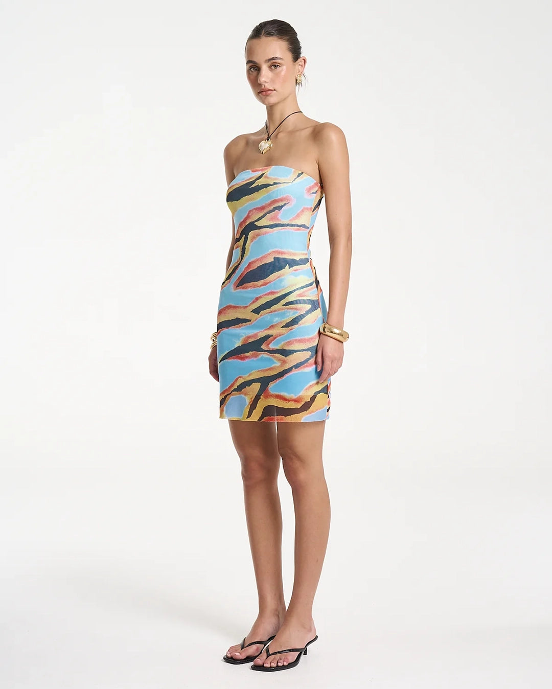 Strapless Mesh Mini Dress - Zanzibar