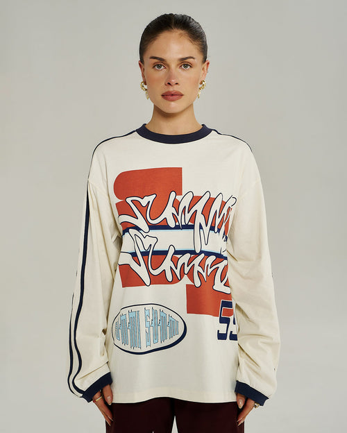 Bleu 55 Long Sleeve Tee - Vintage White - Summi Summi