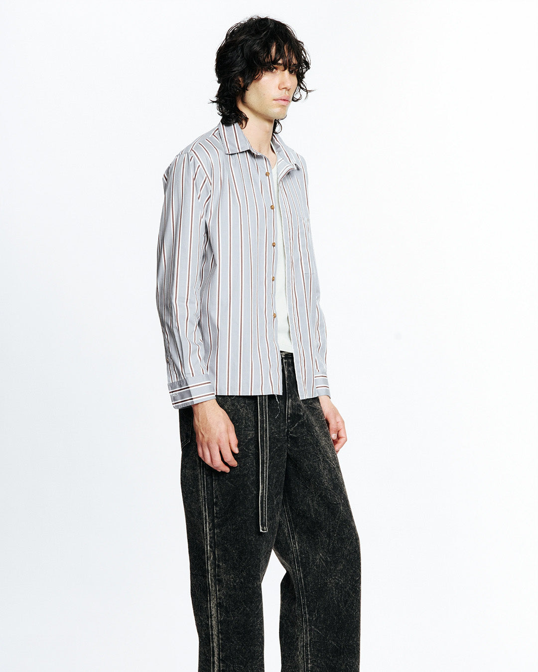 Hold Long Sleeve Shirt - Grey Stripe