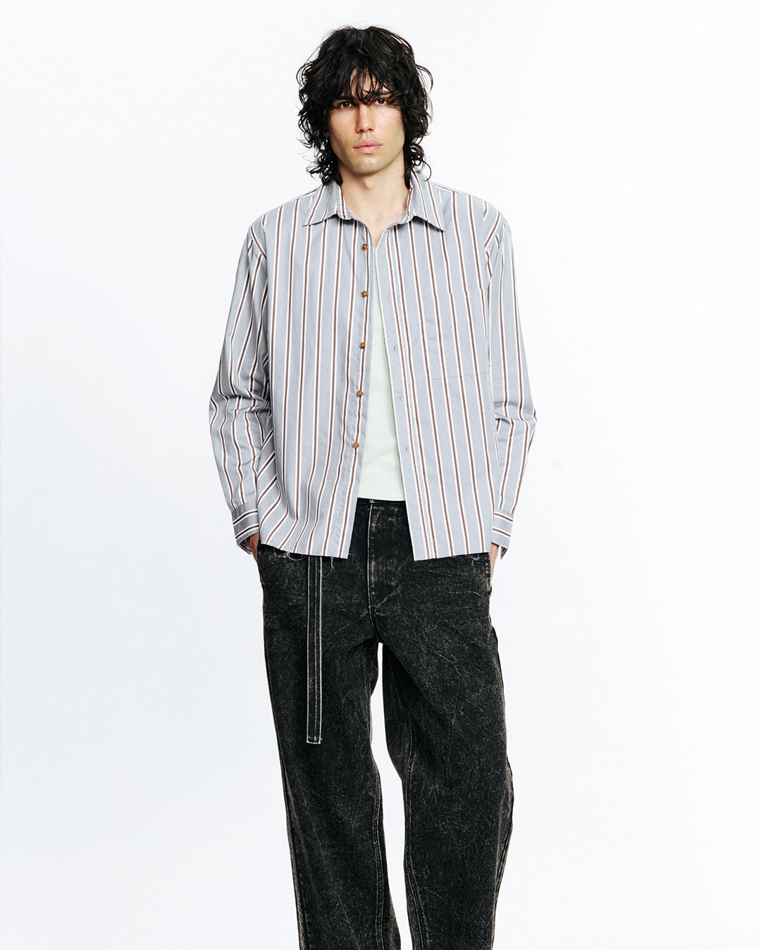 Hold Long Sleeve Shirt - Grey Stripe