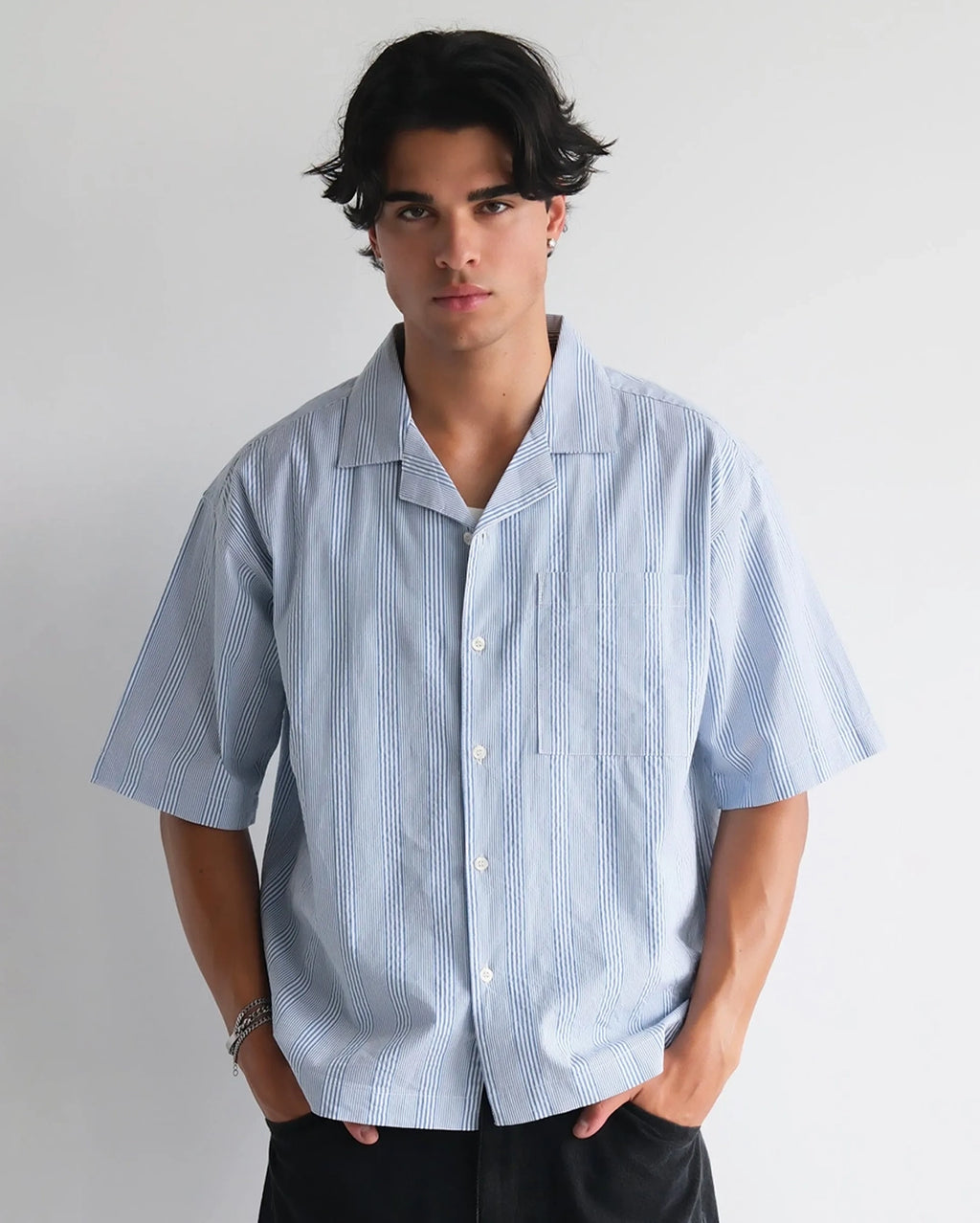 Bobby Camp Short Sleeve Shirt - Blue Stripe
