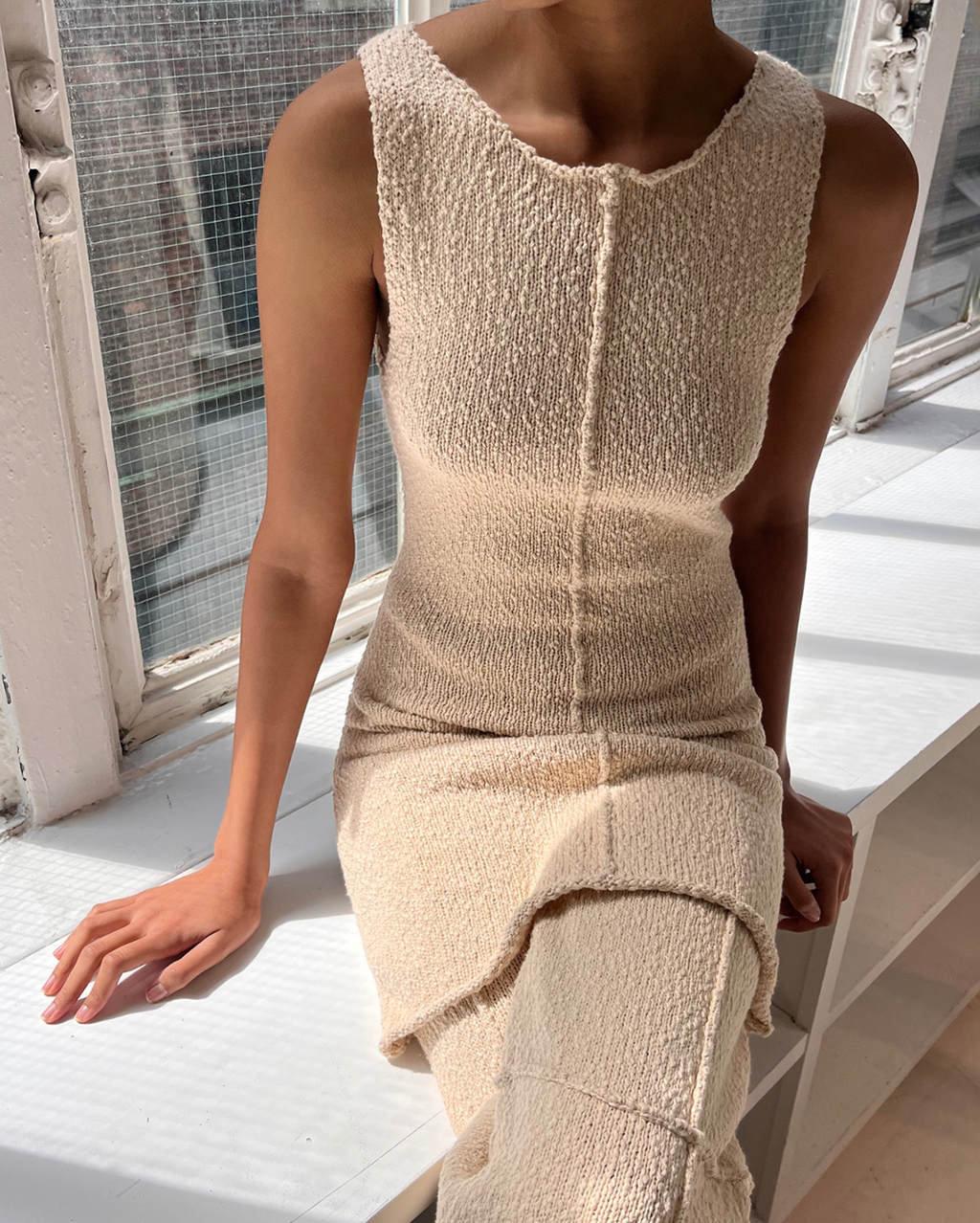Boucle Knit Mini Dress - Coconut - Zulu and Zephyr