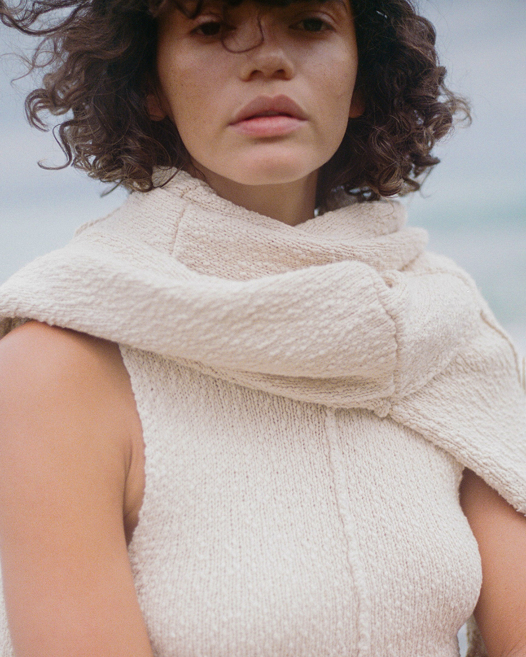 Boucle Knit Mini Dress - Coconut - Zulu and Zephyr