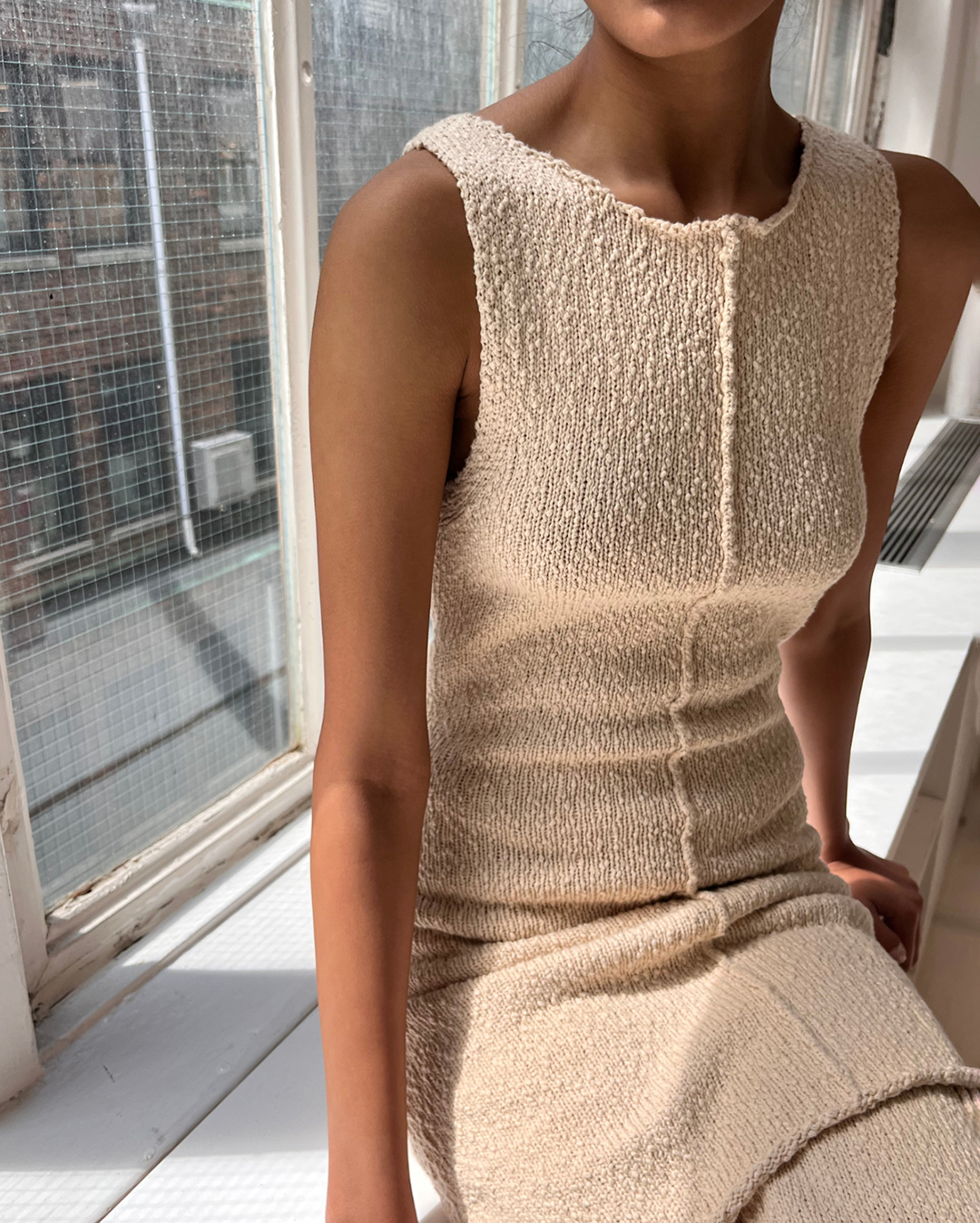 Boucle Knit Mini Dress - Coconut - Zulu and Zephyr