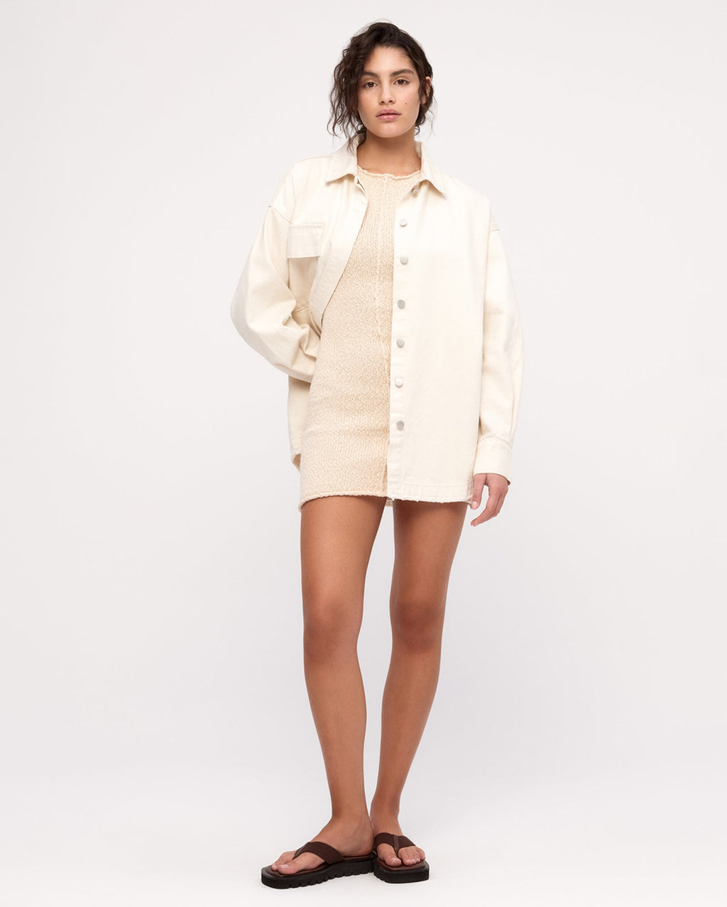 Boucle Knit Mini Dress - Coconut - Zulu and Zephyr
