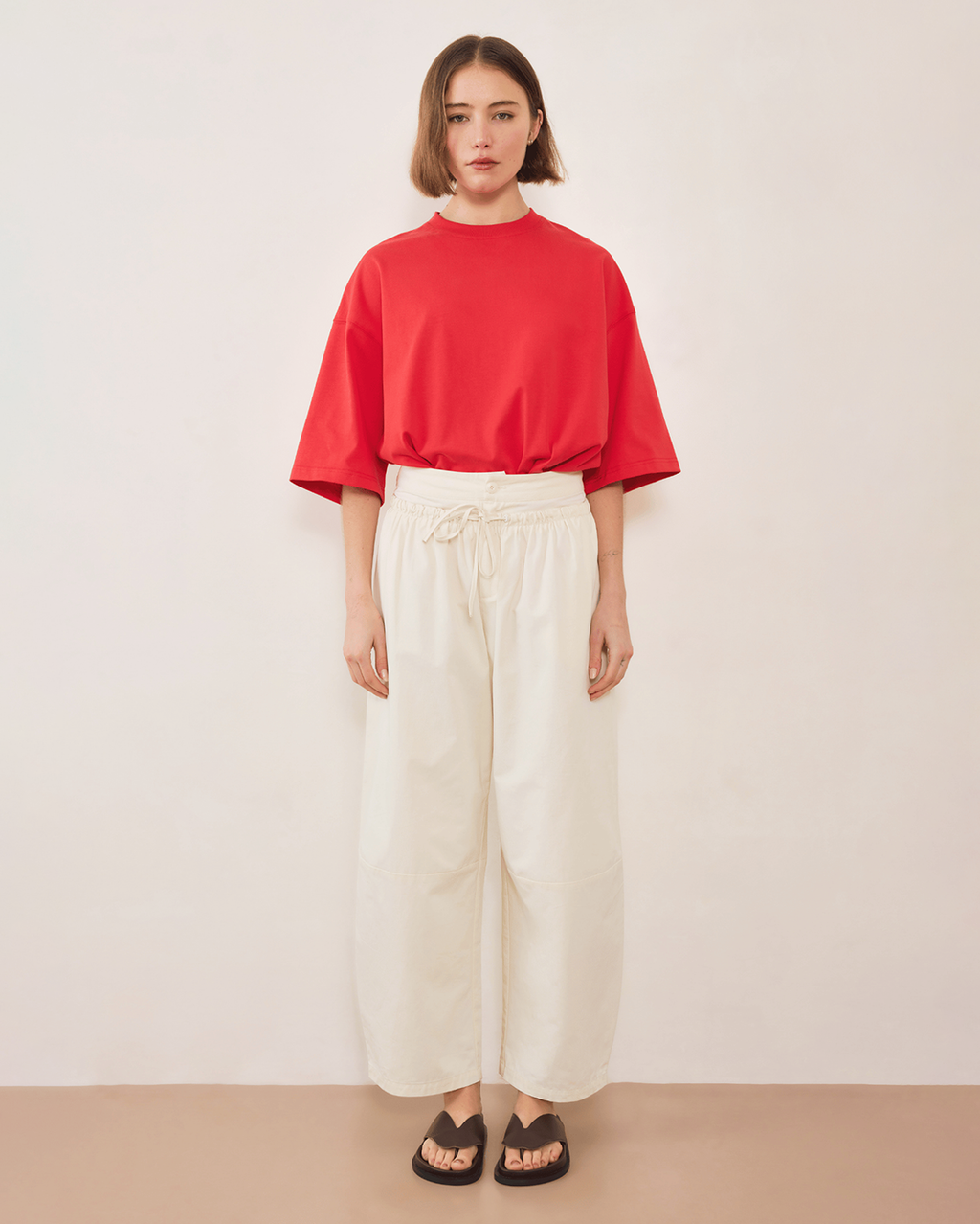 Boundary Double Layer Barrel Pant - Cream - Commonplace Essentials