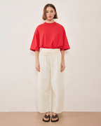 Boundary Double Layer Barrel Pant - Cream - Commonplace Essentials
