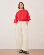 Boundary Double Layer Barrel Pant - Cream - Commonplace Essentials