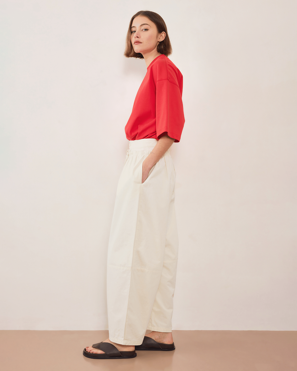 Boundary Double Layer Barrel Pant - Cream - Commonplace Essentials