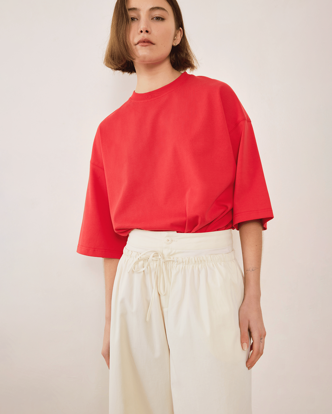 Boundary Double Layer Barrel Pant - Cream - Commonplace Essentials