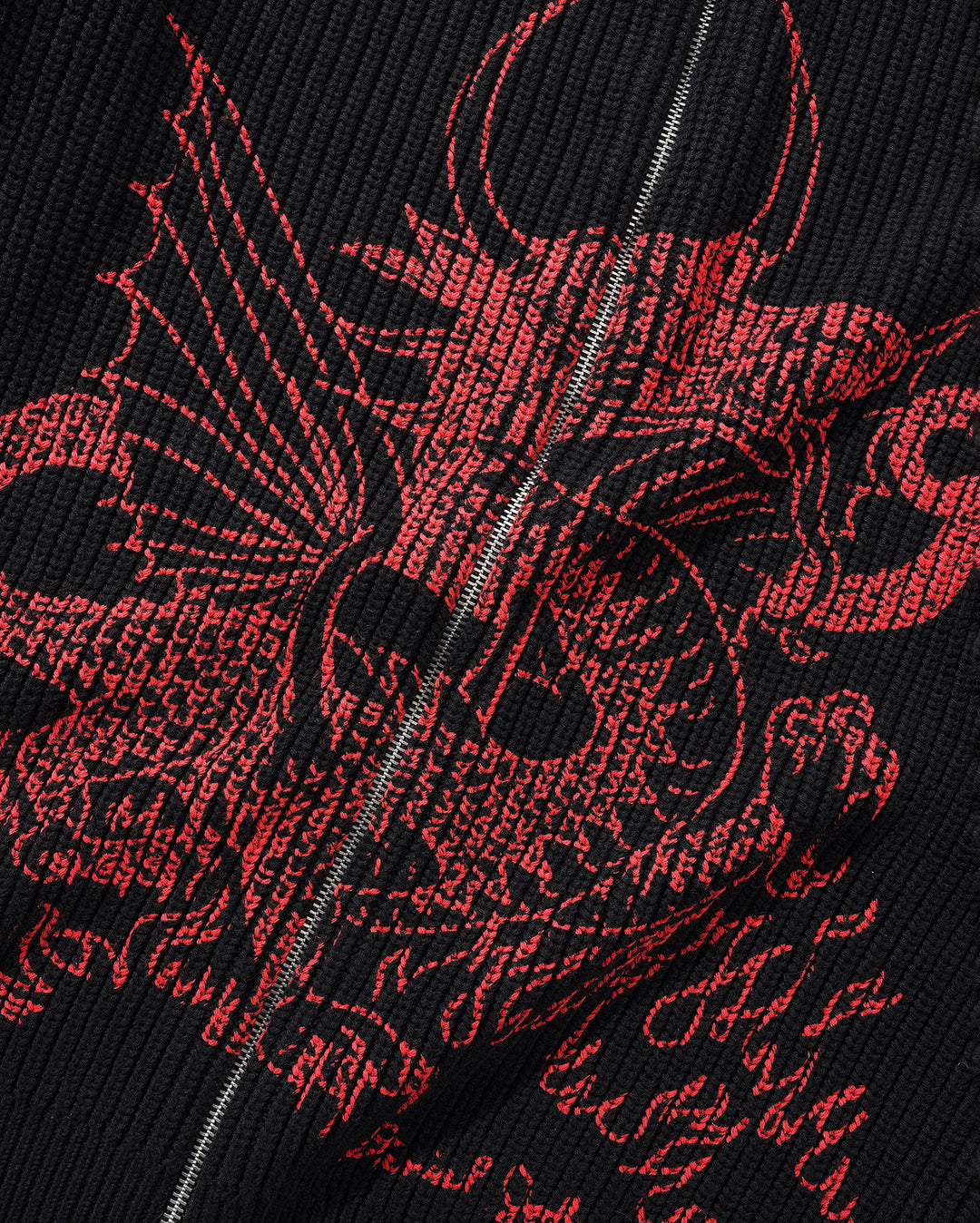 Dragon Knit Zip-Thru Sweater - Black / Red - Butter Goods