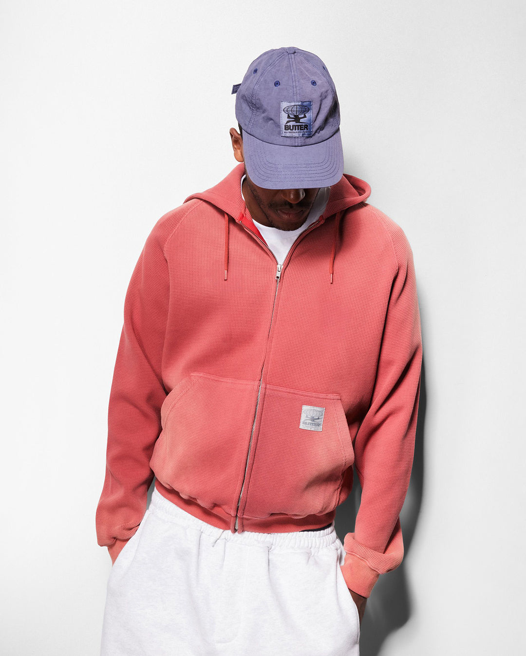 Faded Waffle Zip-Thru Hood - Washed Black - Butter Goods