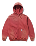 Faded Waffle Zip-Thru Hood - Washed Red - Butter Goods