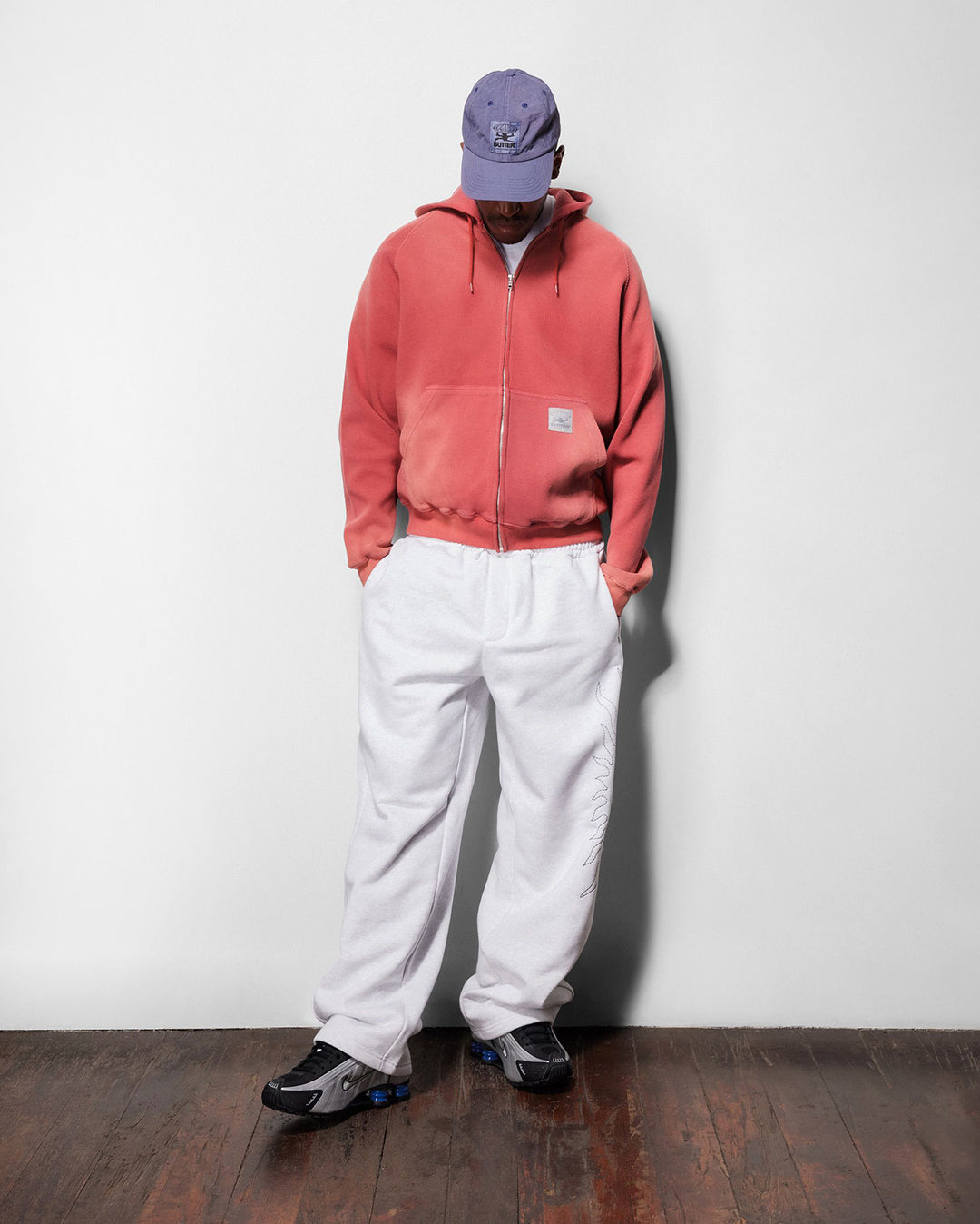 Faded Waffle Zip-Thru Hood - Washed Red - Butter Goods