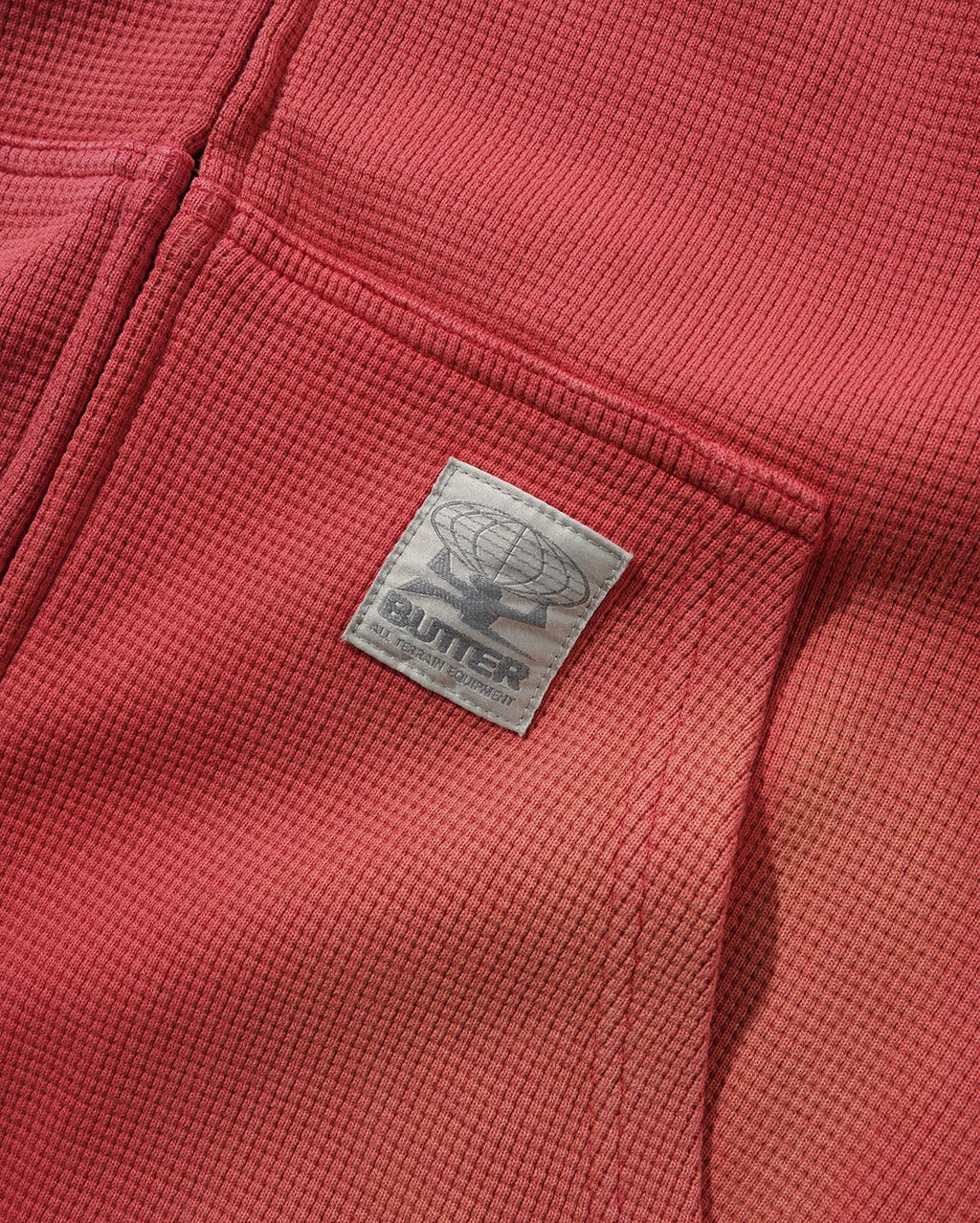 Faded Waffle Zip-Thru Hood - Washed Red - Butter Goods