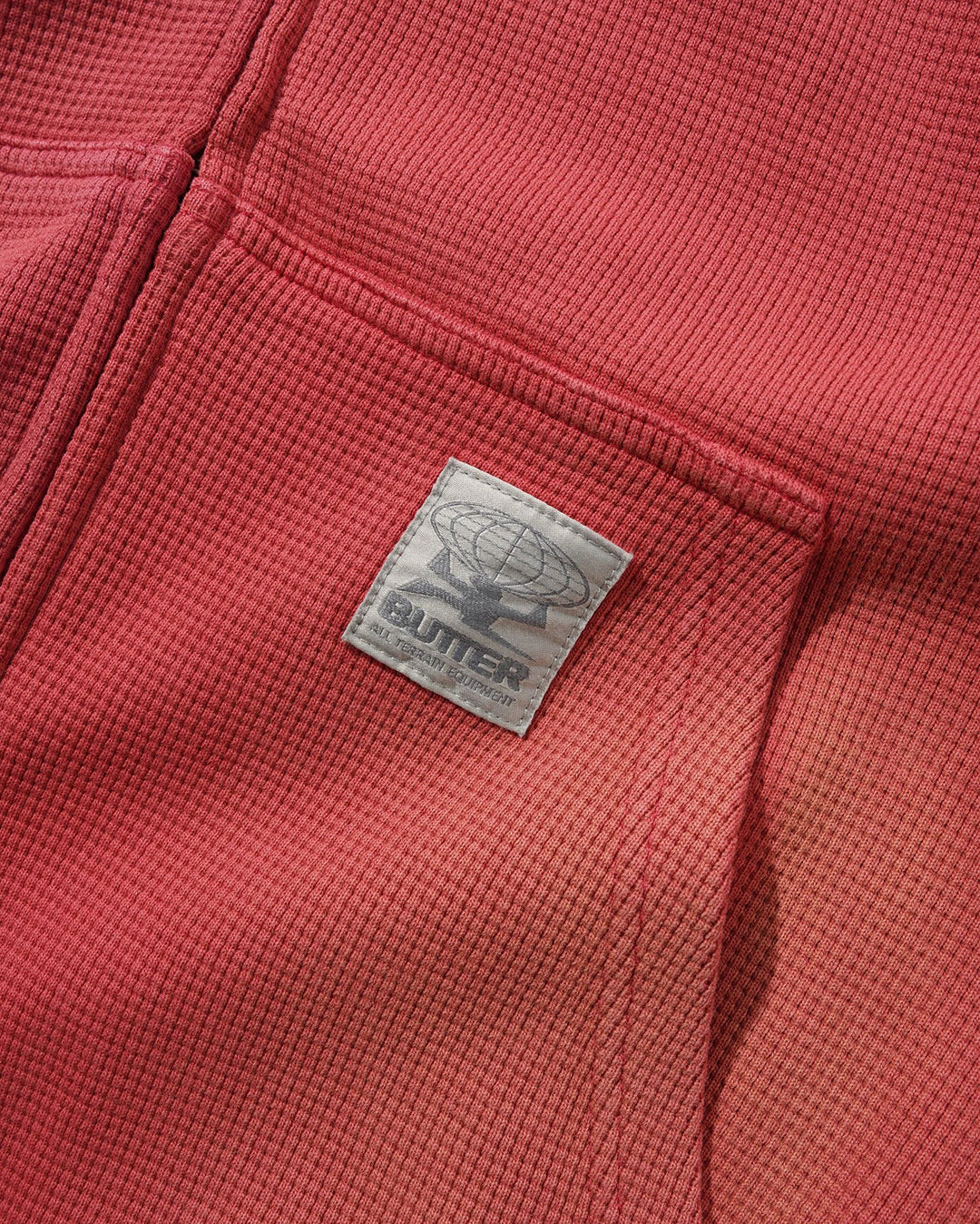 Faded Waffle Zip-Thru Hood - Washed Red - Butter Goods