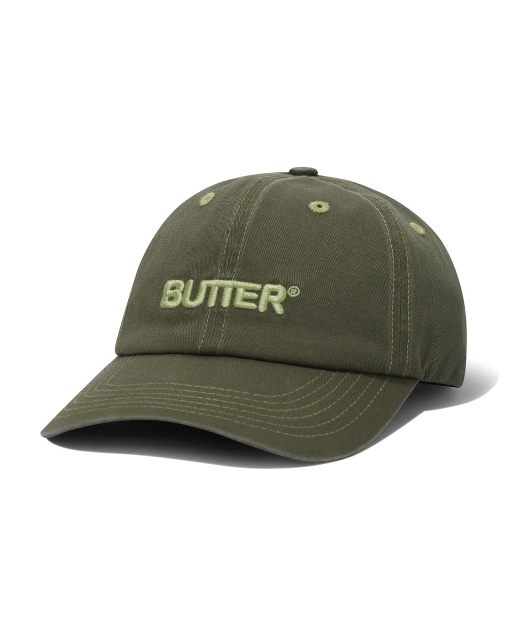 Rounded Logo 6 Panel Cap - Washed Army - Butter Goods
