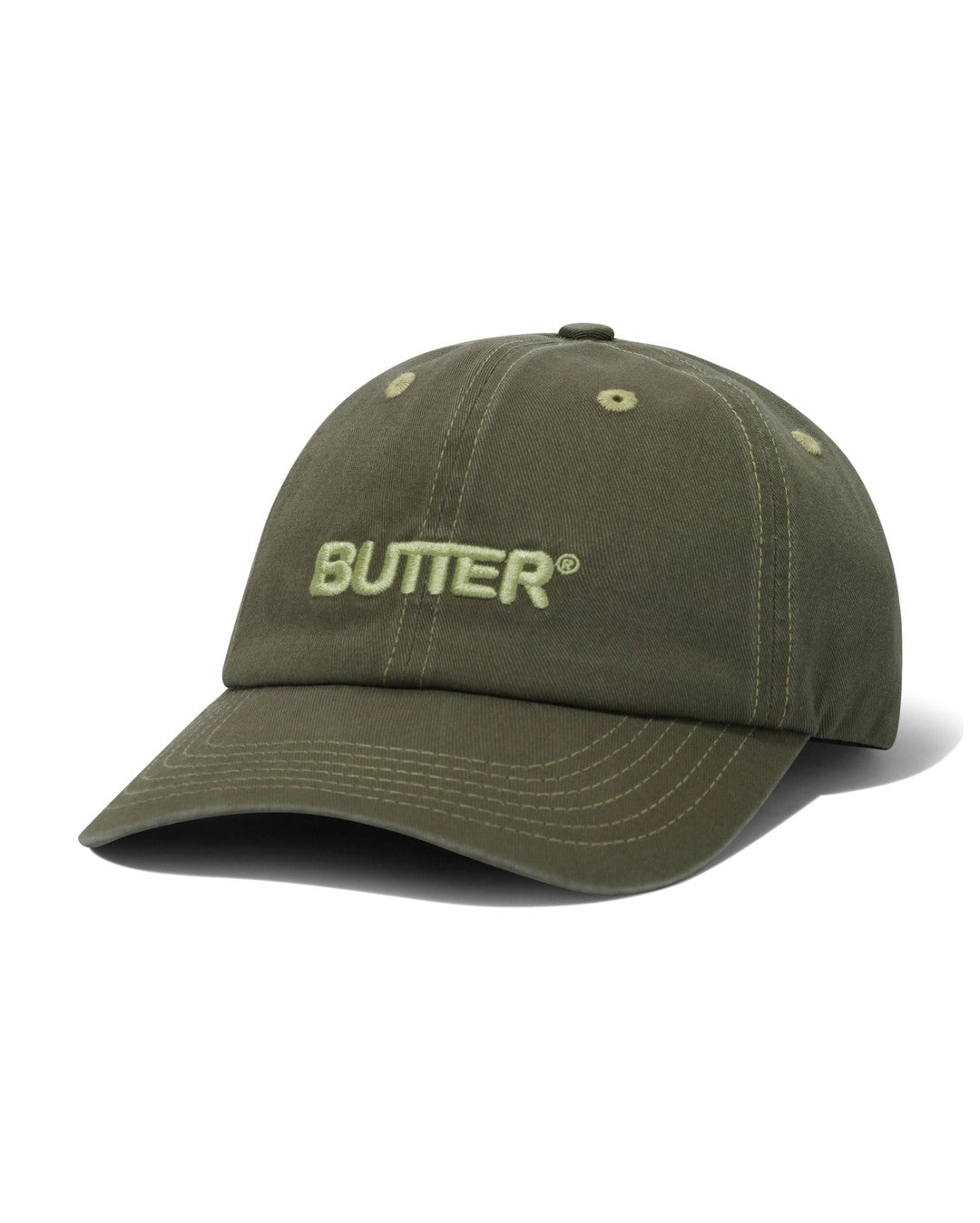 Rounded Logo 6 Panel Cap - Washed Army - Butter Goods