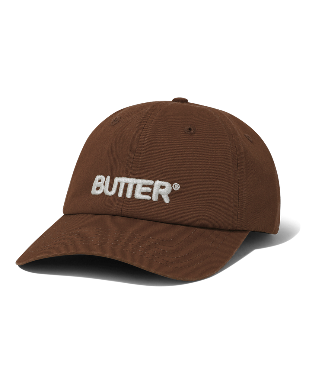 Rounded Logo 6 Panel Cap - Washed Brown - Butter Goods