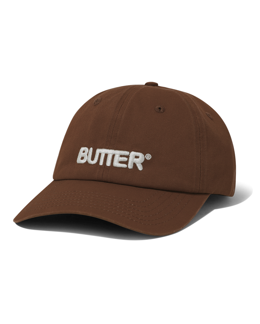 Rounded Logo 6 Panel Cap - Washed Brown - Butter Goods