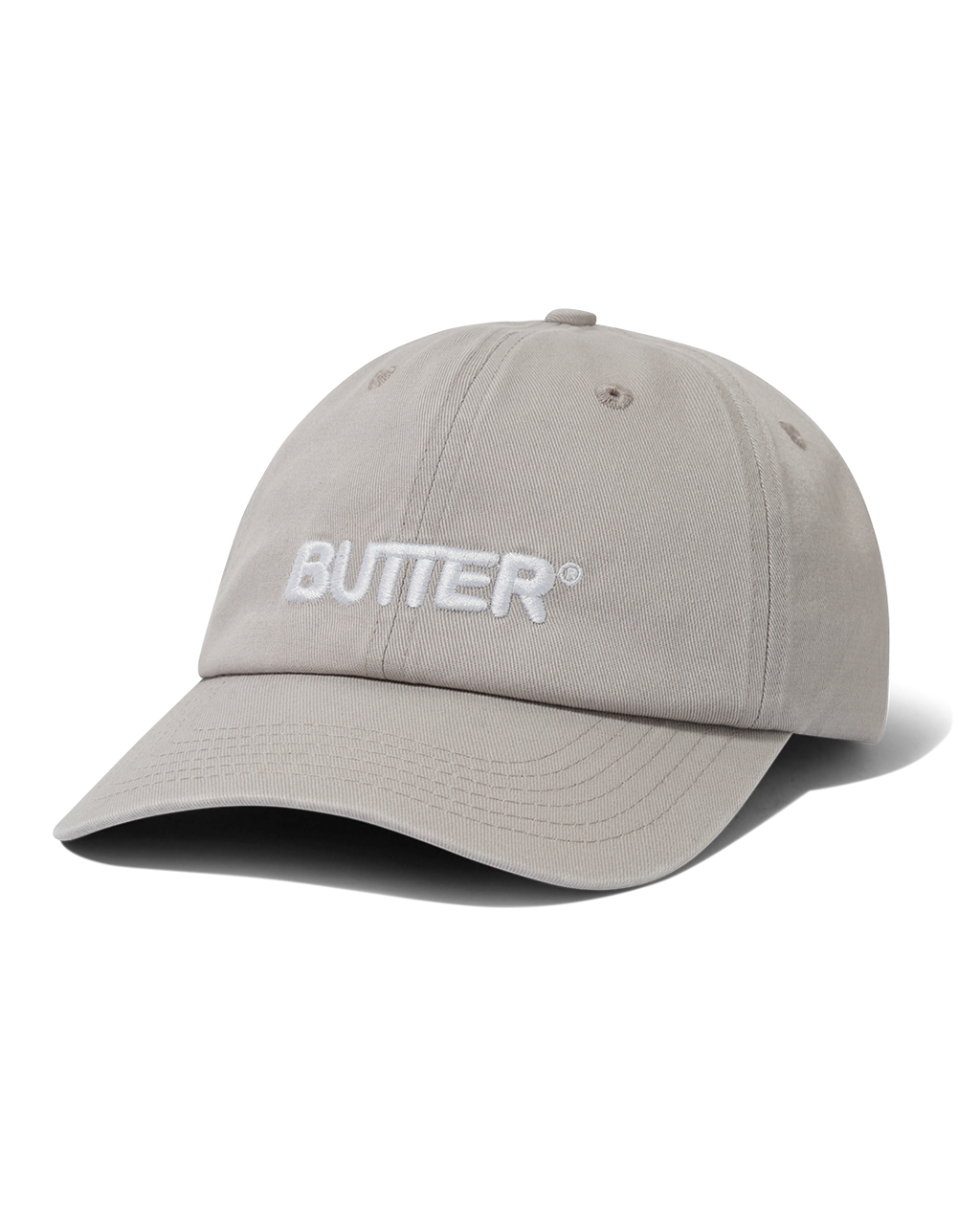 Rounded Logo 6 Panel Cap - Washed Light Grey - Butter Goods