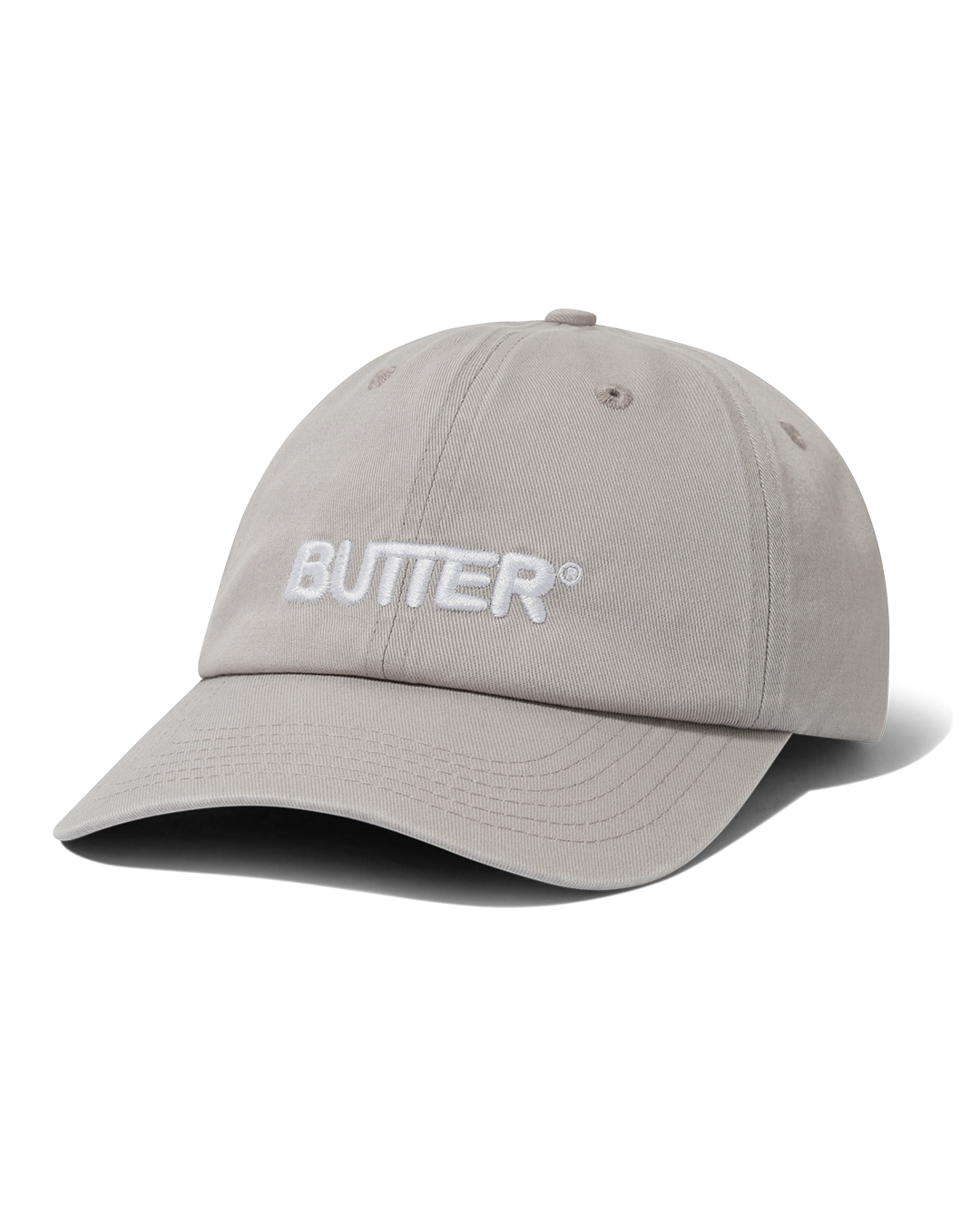 Rounded Logo 6 Panel Cap - Washed Light Grey - Butter Goods