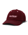 Rounded Logo 6 Panel Cap - Washed Maroon - Butter Goods