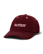 Rounded Logo 6 Panel Cap - Washed Maroon - Butter Goods