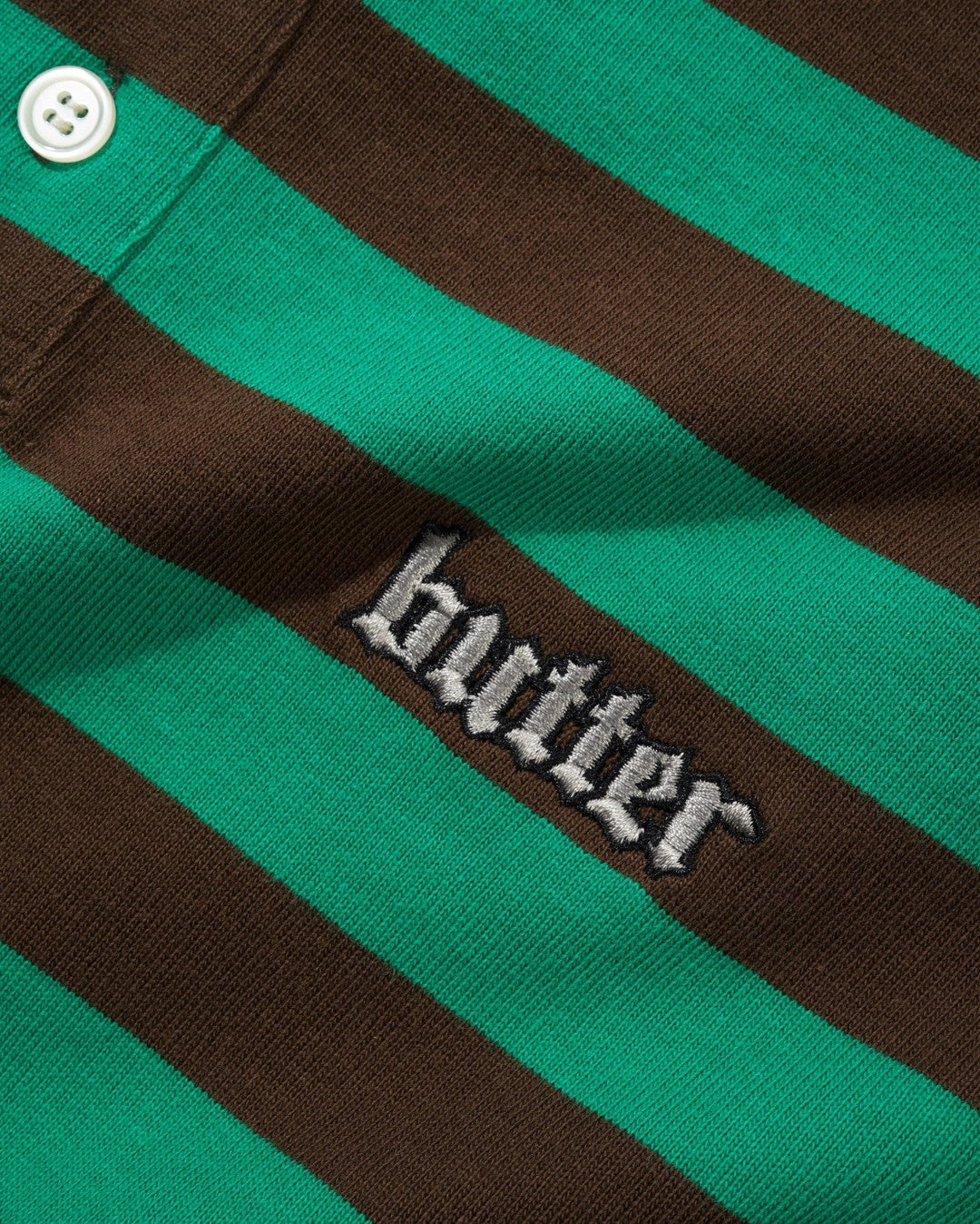 Striped Polo Shirt - Green / Brown - Butter Goods
