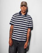 Striped Polo Shirt - Navy / Grey - Butter Goods