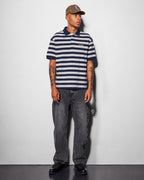 Striped Polo Shirt - Navy / Grey - Butter Goods