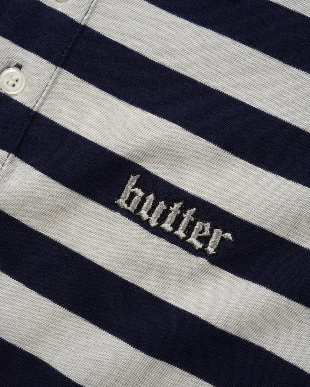 Striped Polo Shirt - Navy / Grey - Butter Goods