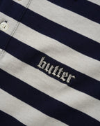 Striped Polo Shirt - Navy / Grey - Butter Goods