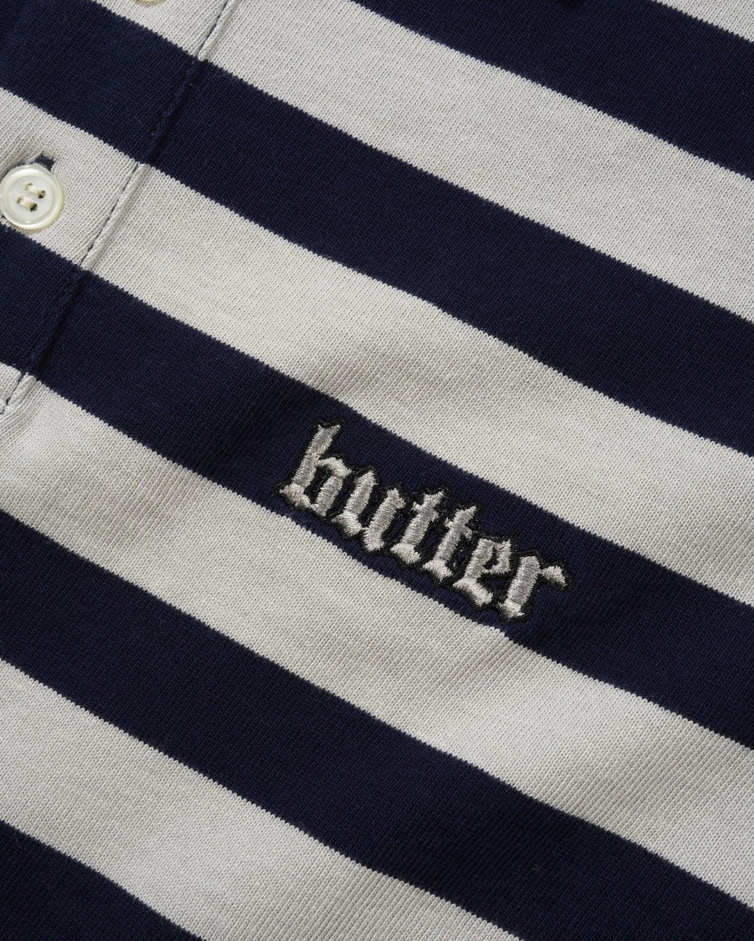 Striped Polo Shirt - Navy / Grey - Butter Goods