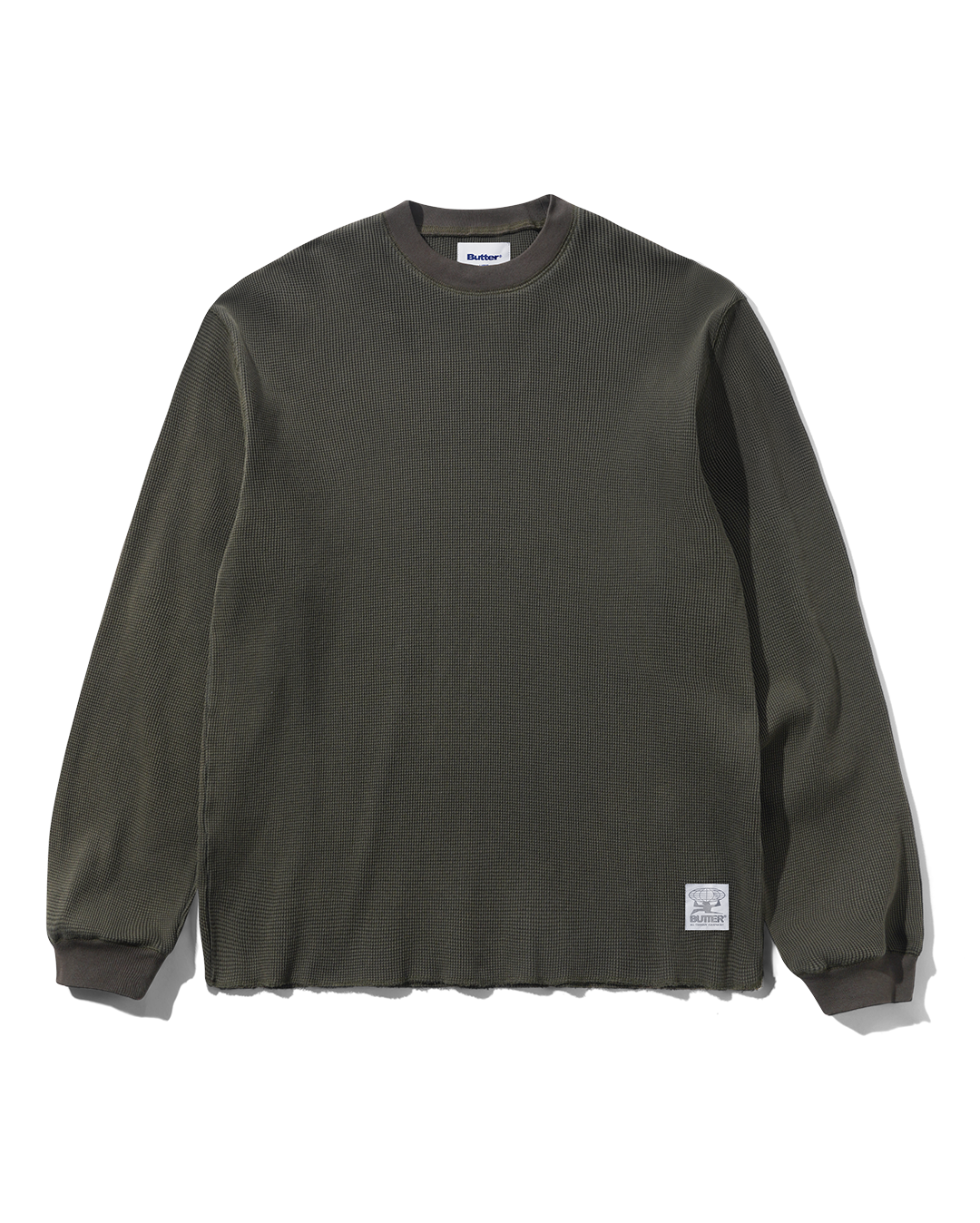 Waffle Long Sleeve Top - Washed Dark Grey - Butter Goods