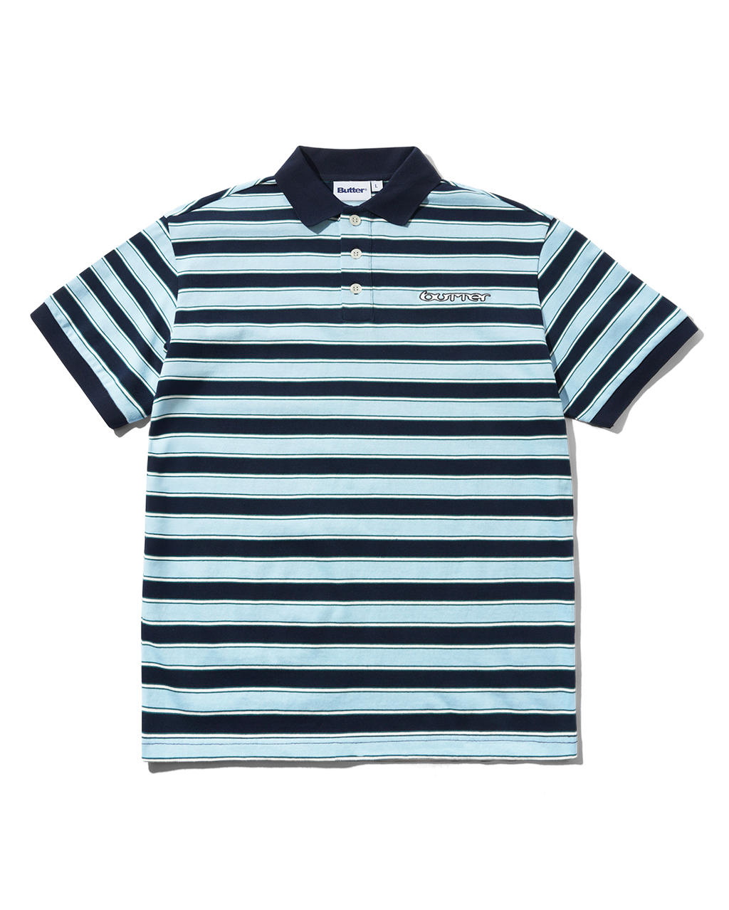 Witness Stripe Polo - Navy / Blue - Butter Goods