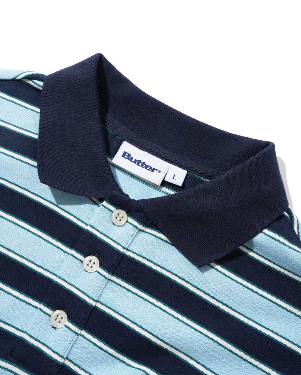 Witness Stripe Polo - Navy / Blue - Butter Goods