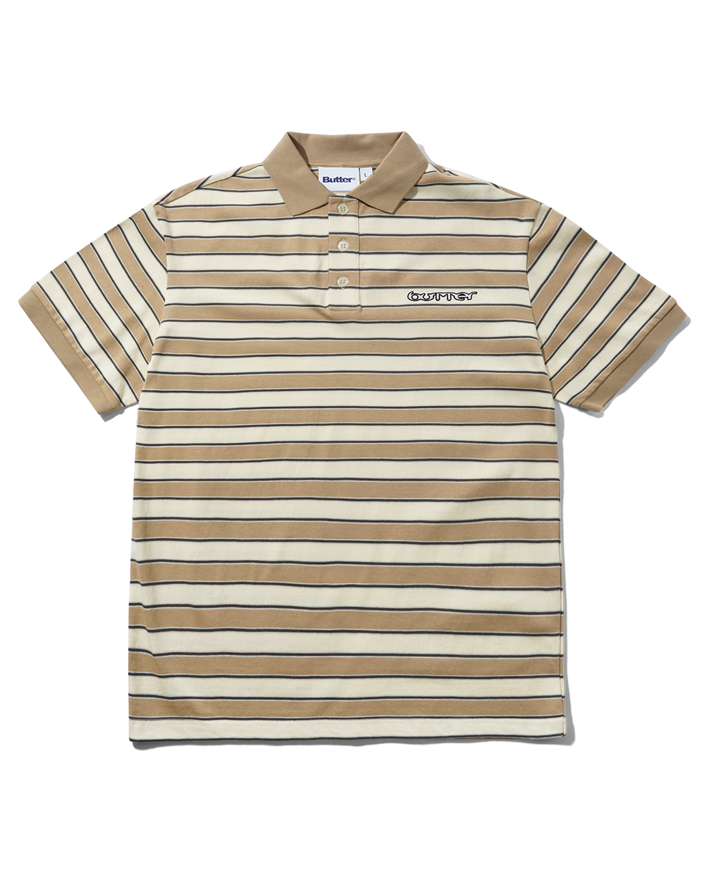 Witness Stripe Polo - Tan / Ivory - Butter Goods