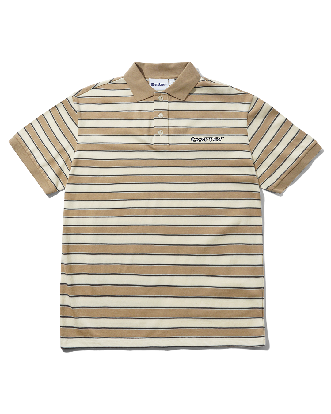 Witness Stripe Polo - Tan / Ivory - Butter Goods