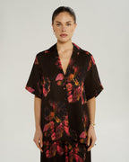 Button Up SS Shirt - Chocolat Petals - Summi Summi