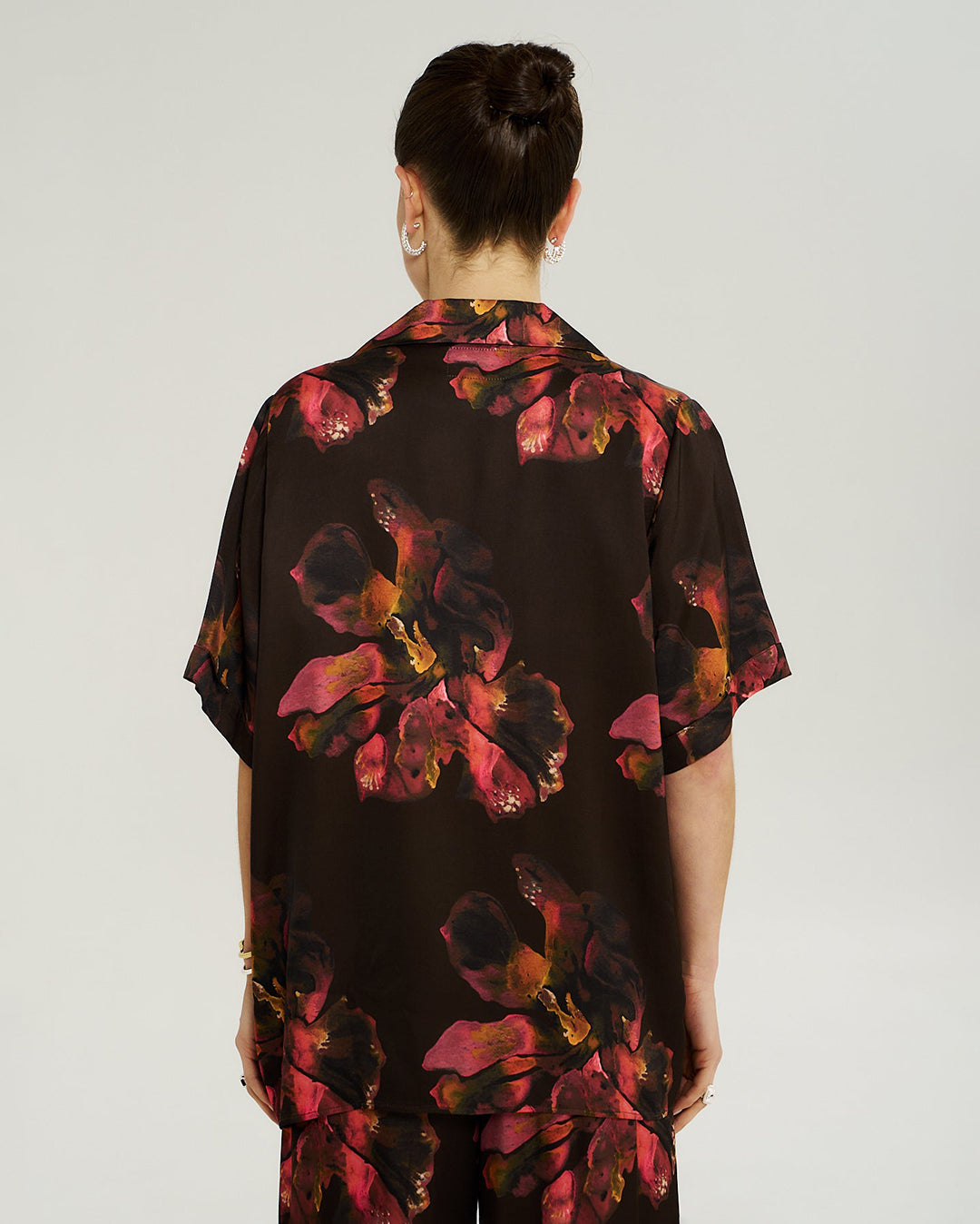 Button Up SS Shirt - Chocolat Petals - Summi Summi
