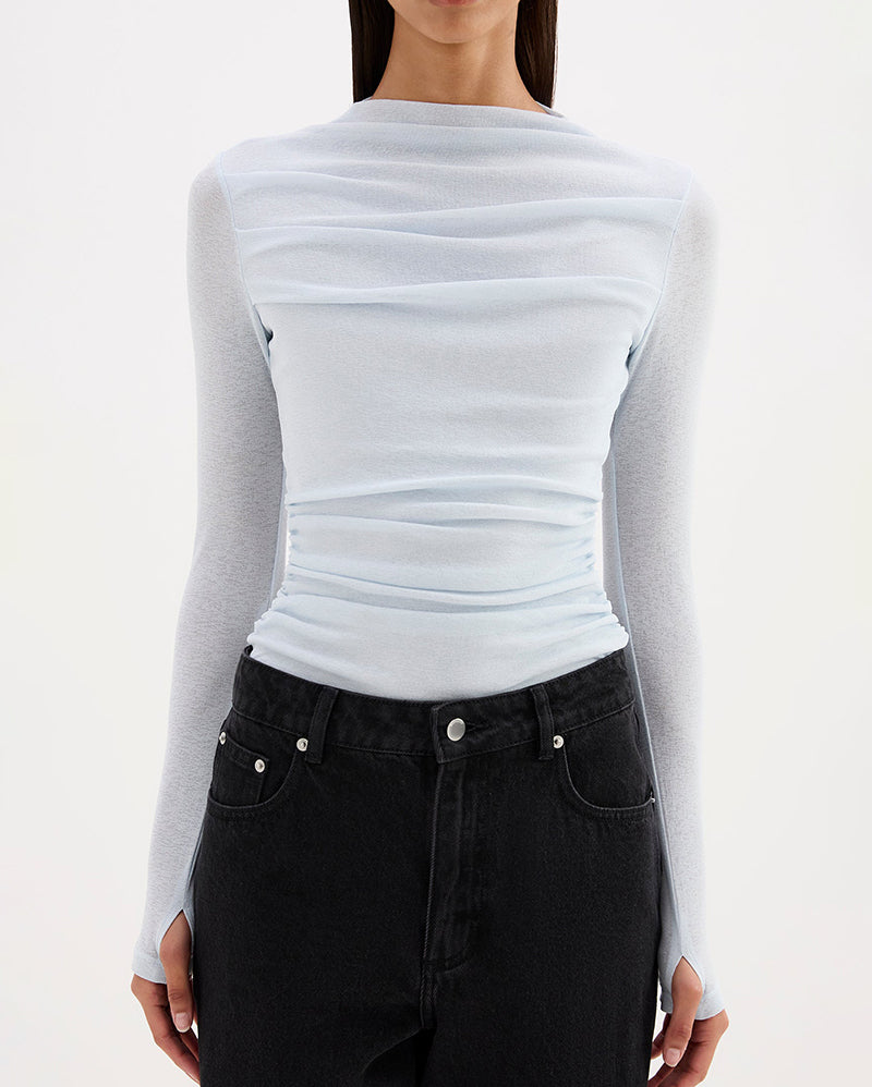 Calista Mesh LS Top - Glacier - Nude Lucy