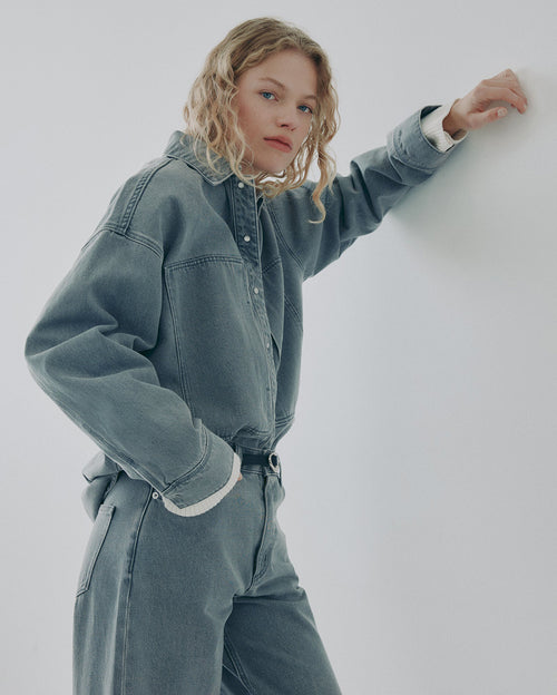 Calvi Denim Shacket - Steel - Nude Lucy